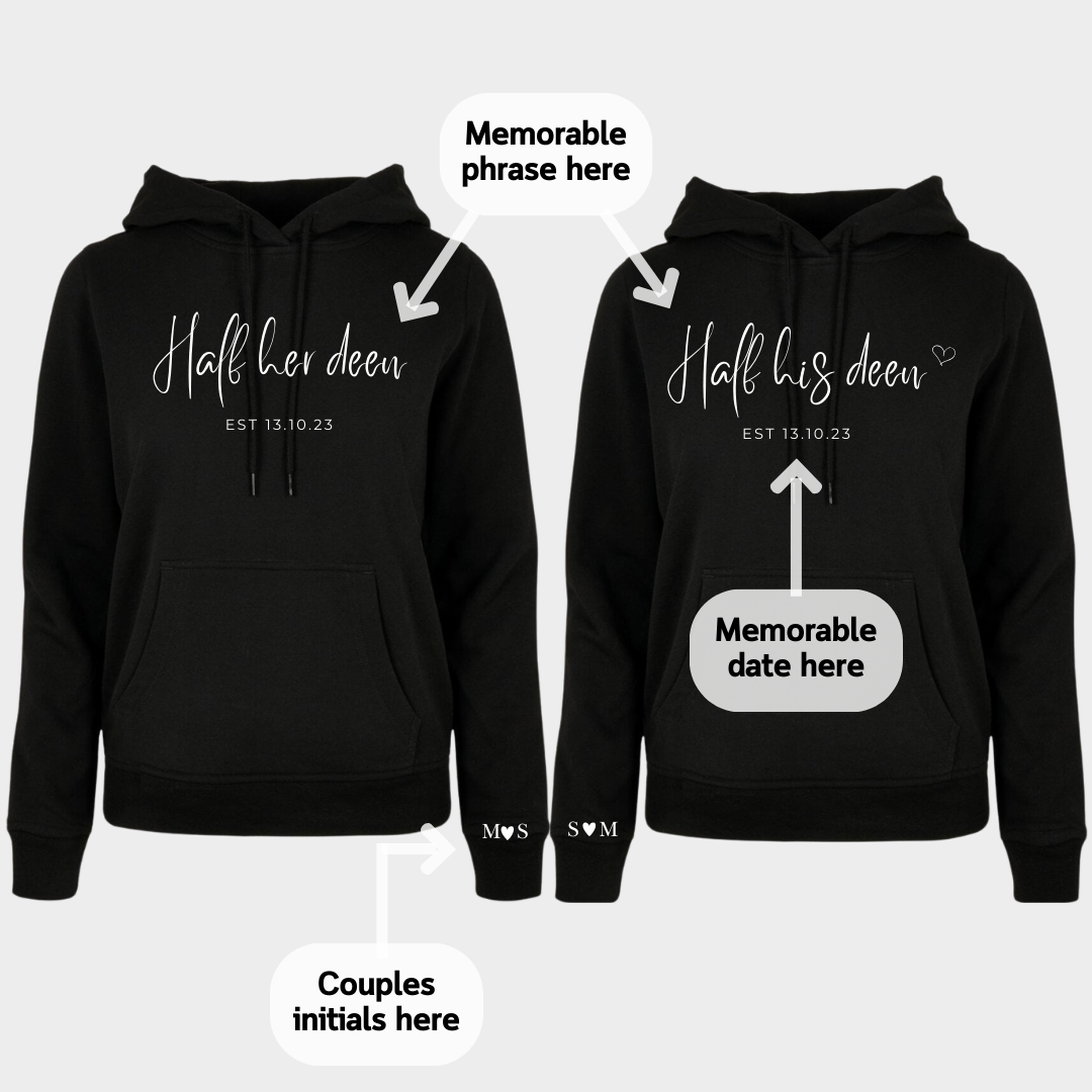 Couples Customised Memorable Black Hoodies - Couples Collection