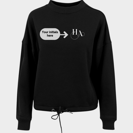 Women's Black Customised Oversized Crew Neck Sweatshirt - Original Collection