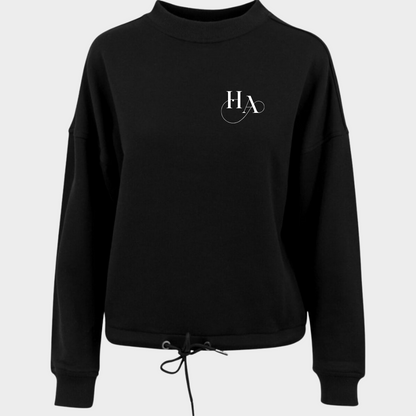 Women's Black Customised Oversized Crew Neck Sweatshirt - Original Collection