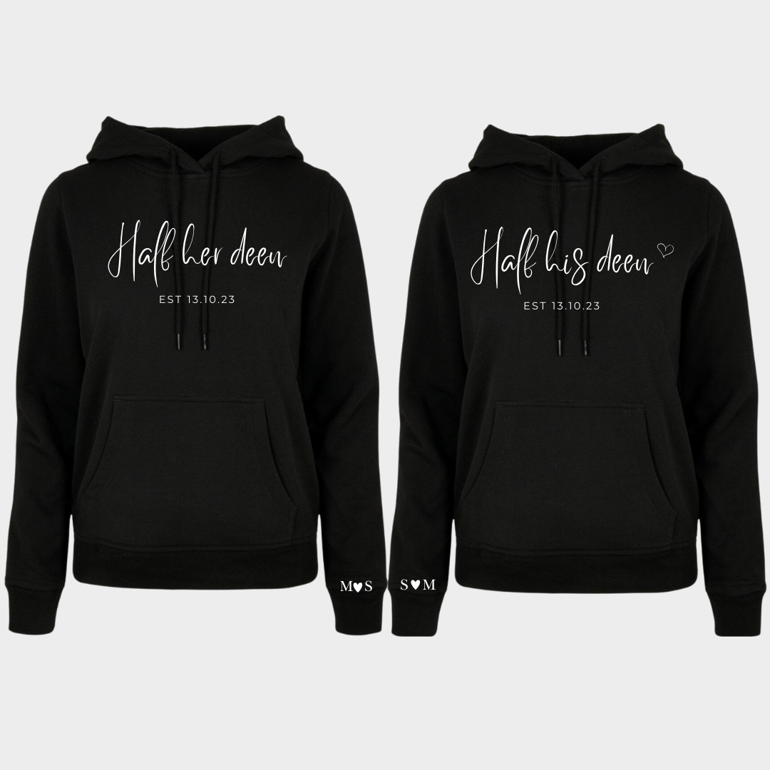 Couples Customised Memorable Black Hoodies - Couples Collection